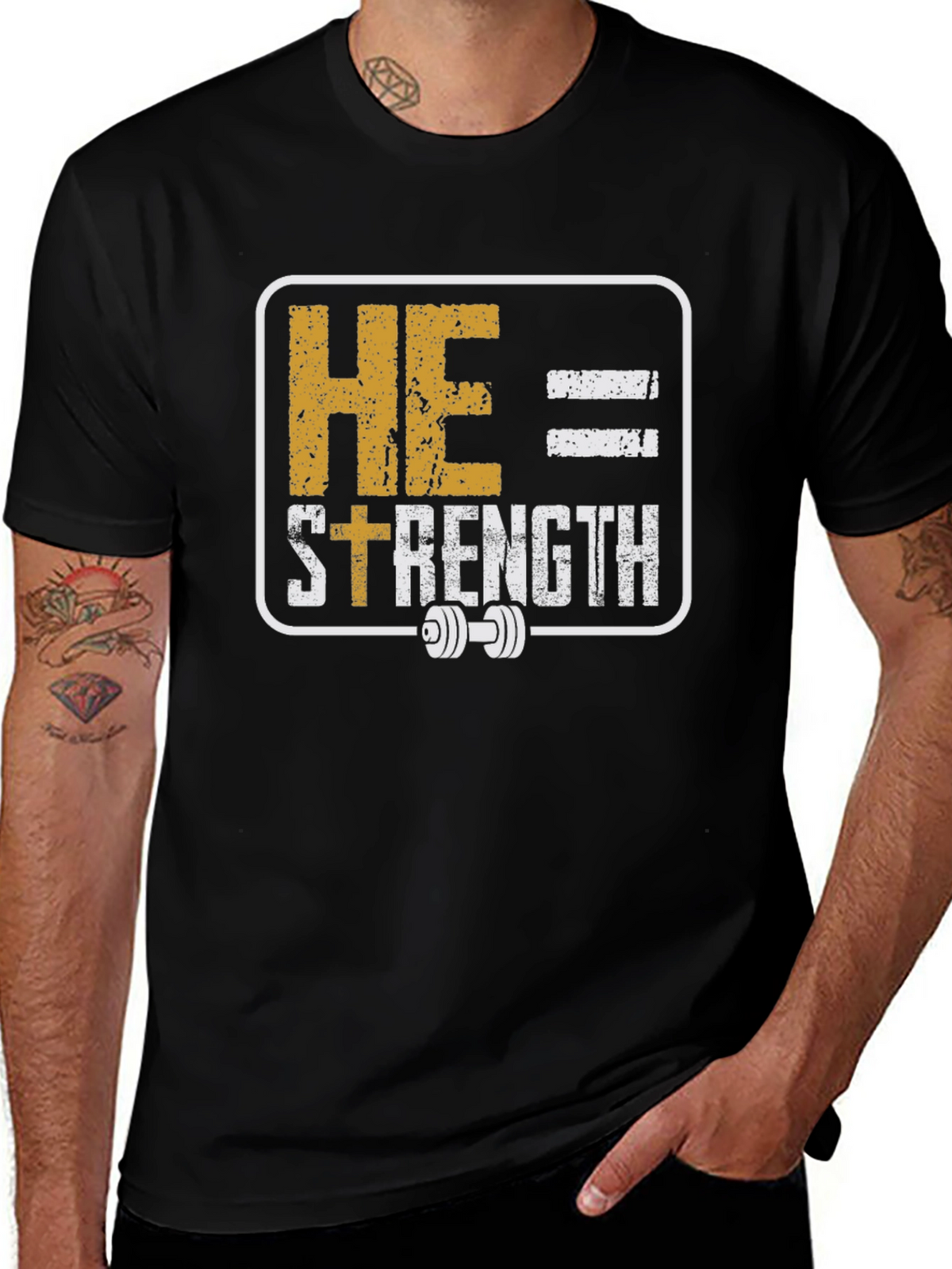 He = Strength T-Shirt - Christian Fitness