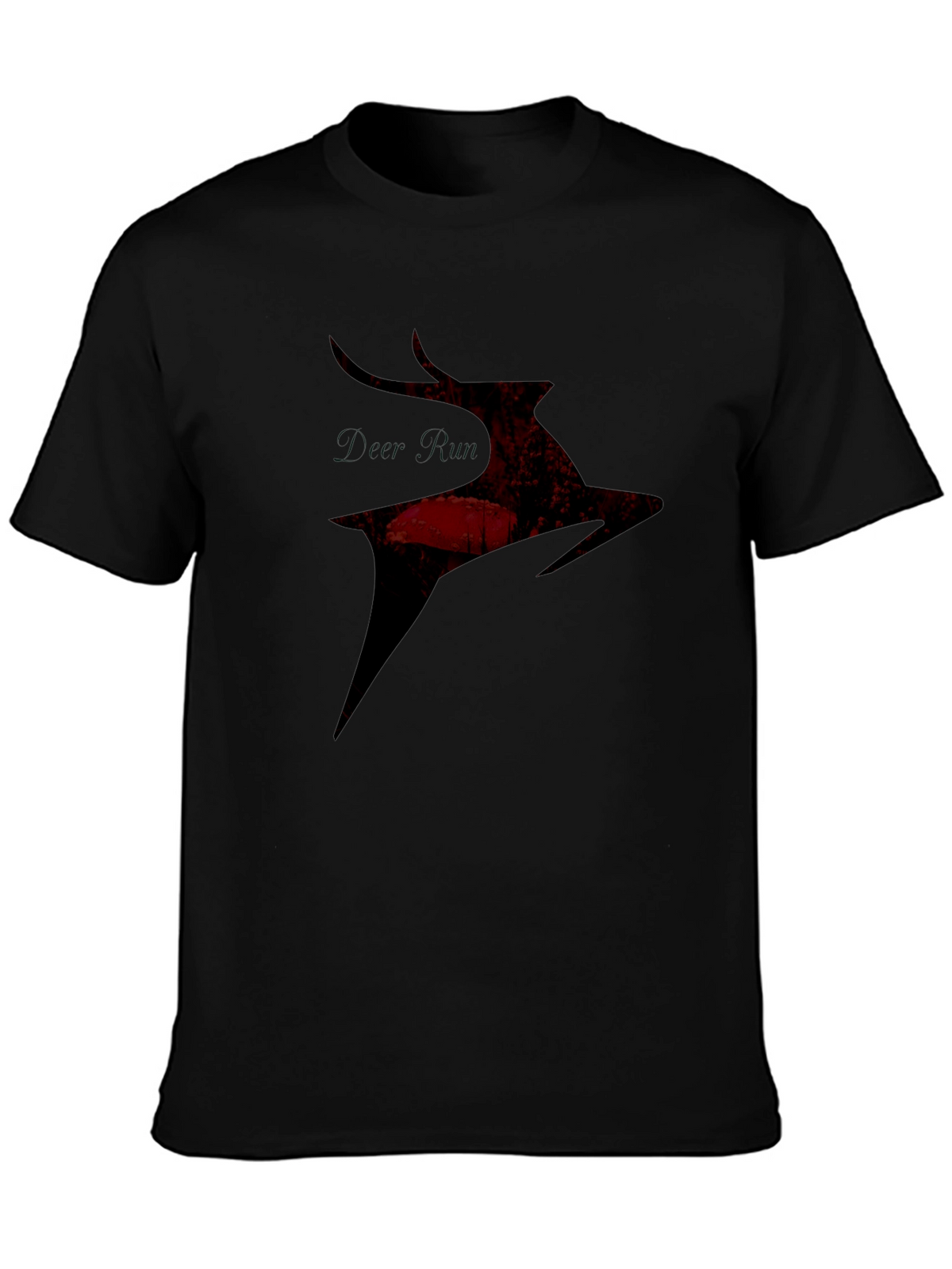 Deer Silhouette Graphic Tee - Black Casual T-Shirt
