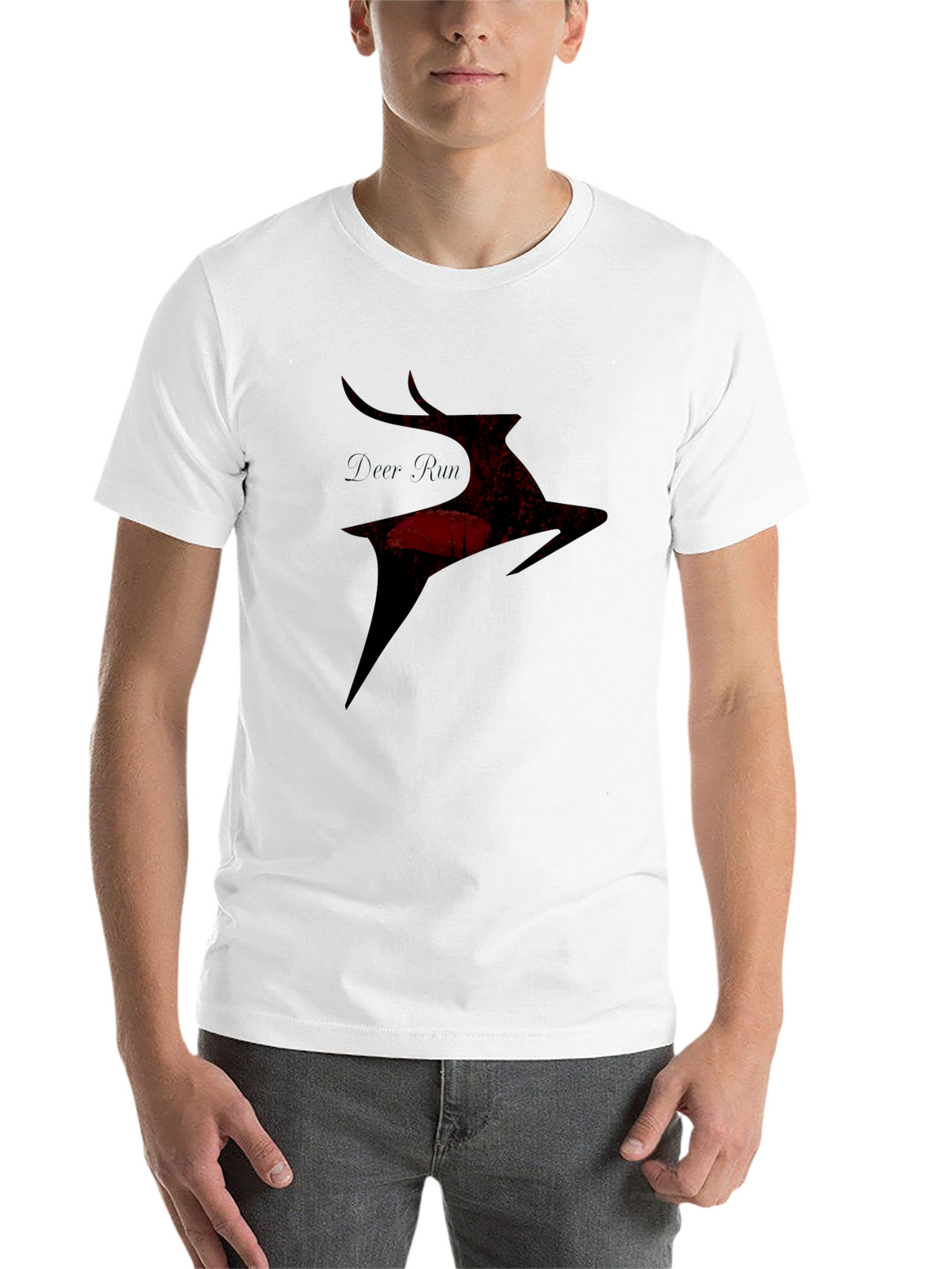 Deer Silhouette Graphic Tee - Black Casual T-Shirt