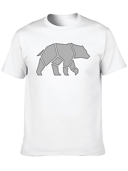 Geometric Bear Graphic Tee - Black Casual Shirt