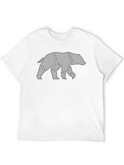 Geometric Bear Graphic Tee - Black Casual Shirt