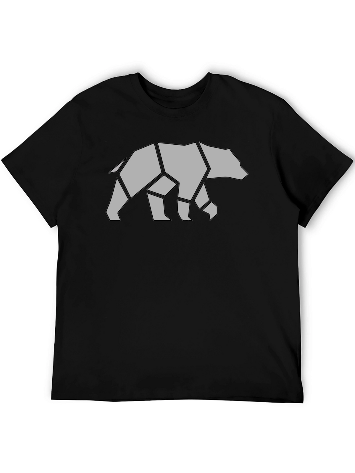Geometric Bear Graphic Tee - Black Casual Shirt