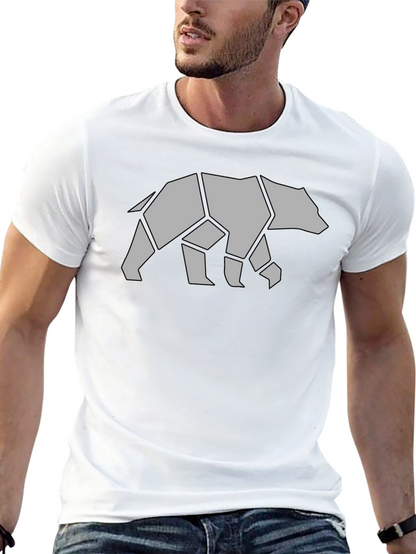Geometric Bear Graphic Tee - Black Casual Shirt