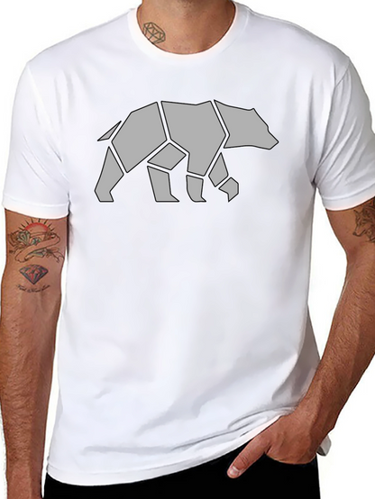 Geometric Bear Graphic Tee - Black Casual Shirt