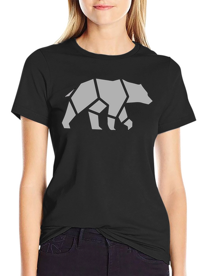 Geometric Bear Graphic Tee - Black Casual Shirt
