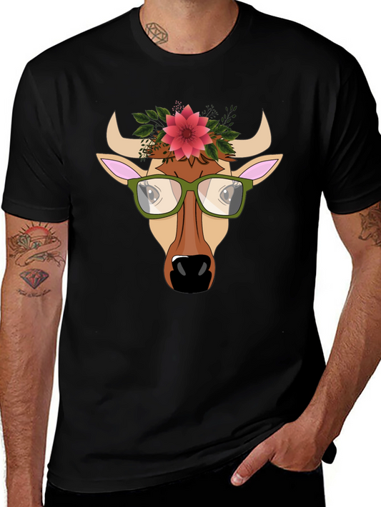 Cow with Flower Crown Graphic Tee