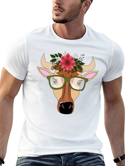 Cow with Flower Crown Graphic Tee