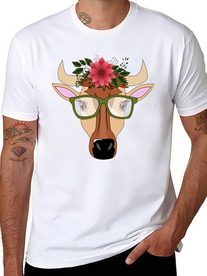 Cow with Flower Crown Graphic Tee