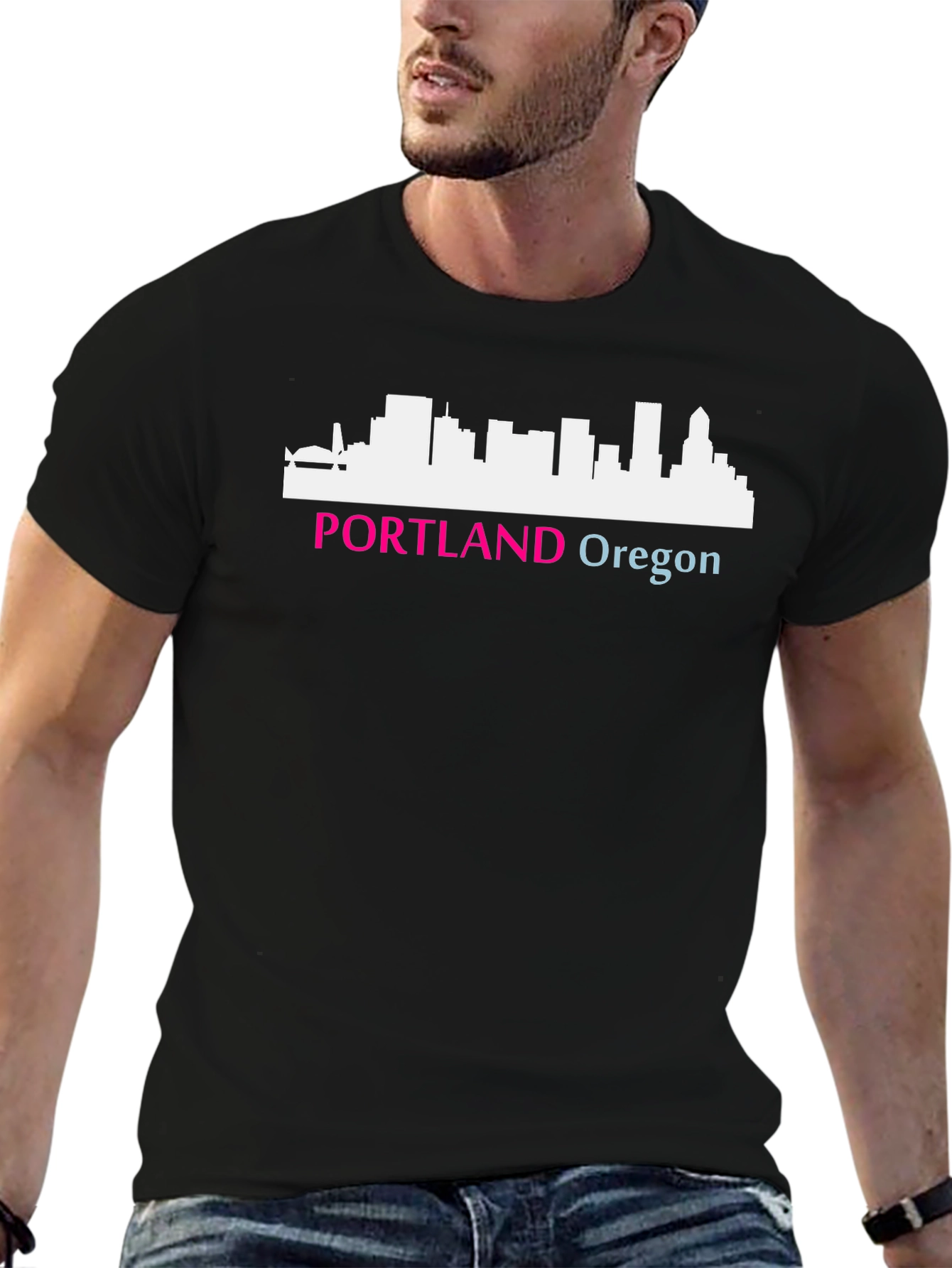 Portland Oregon Skyline Graphic Tee - Black