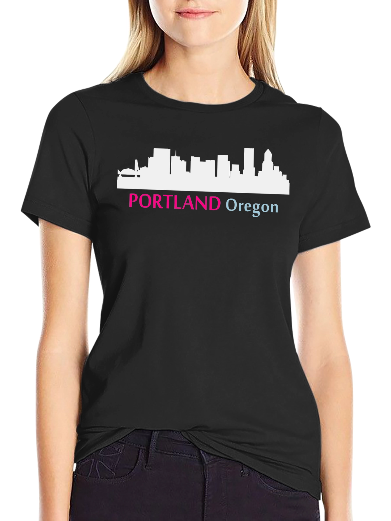 Portland Oregon Skyline Graphic Tee - Black