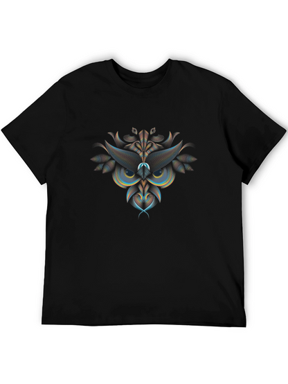 Geometric Owl Graphic Print Tee - Modern Art Shirt