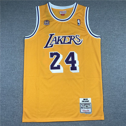 Men's Los Angeles Lakers Kobe Bryant #24 Gold 2007-08 Hardwood Classics Authentic Player Jerseys