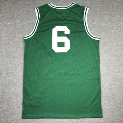 Men's Boston Celtics Bill Russell #6 Kelly Green Hardwood Classics Authentic Jerseys