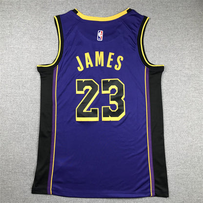Men's Los Angeles Lakers LeBron James #23 Purple Swingman Jerseys - Statement Edition