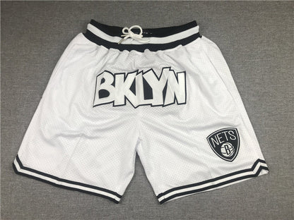 Men's Brooklyn Nets White Basketball Retro Shorts1