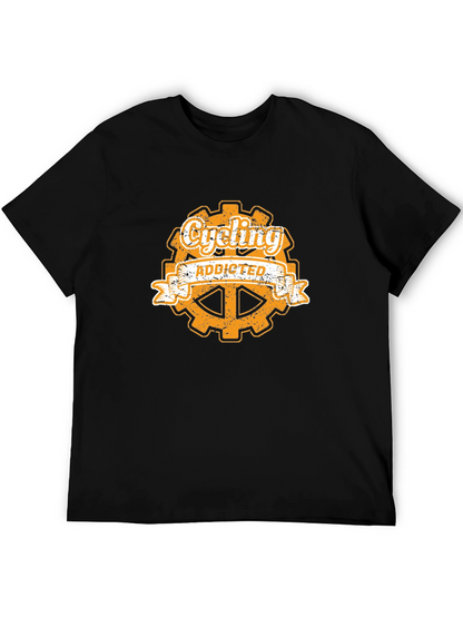 Cycling Addicted Graphic Tee - Black Cotton T-Shirt