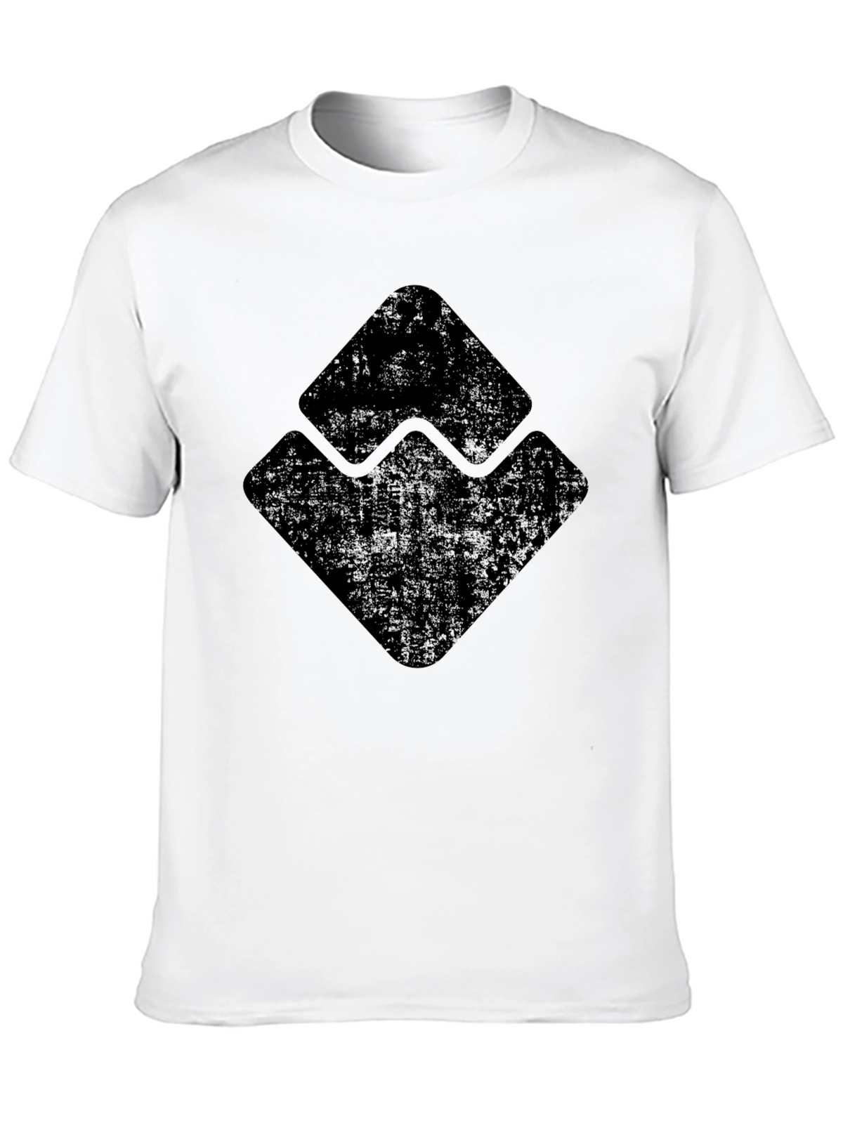 Mens Black Graphic Tee - Distressed Geometric Design