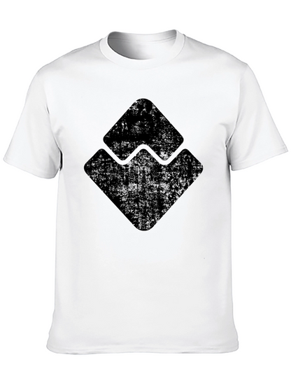 Mens Black Graphic Tee - Distressed Geometric Design