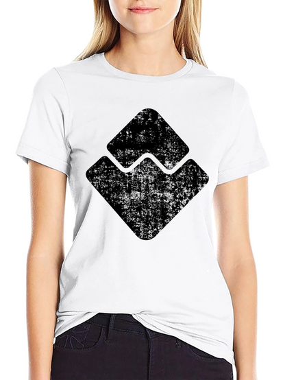 Mens Black Graphic Tee - Distressed Geometric Design