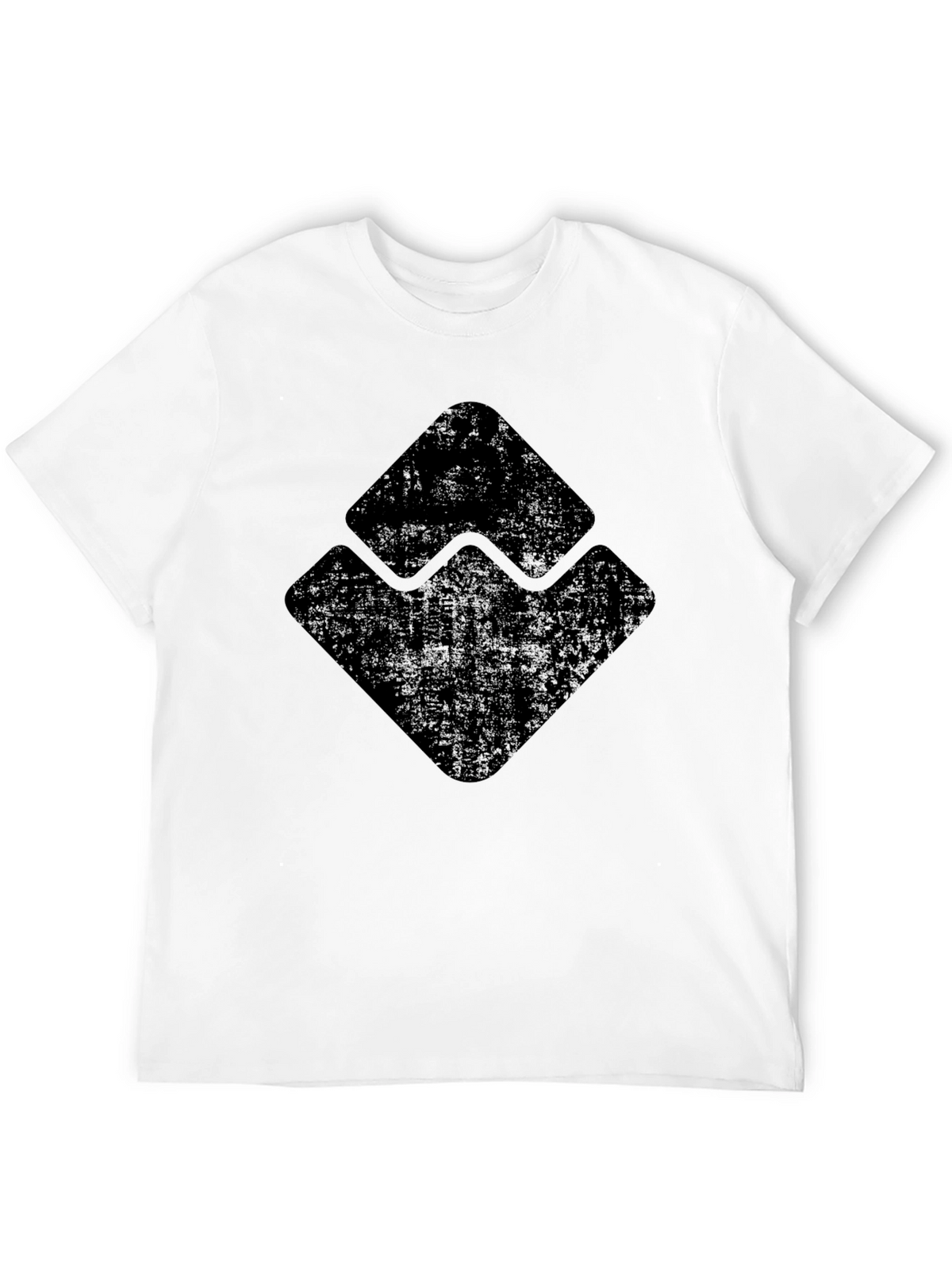 Mens Black Graphic Tee - Distressed Geometric Design