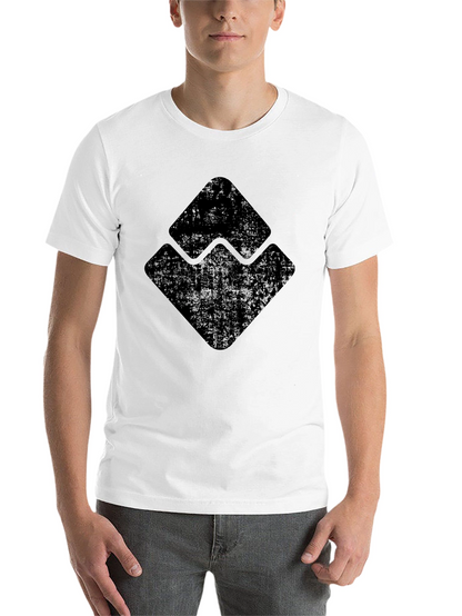 Mens Black Graphic Tee - Distressed Geometric Design