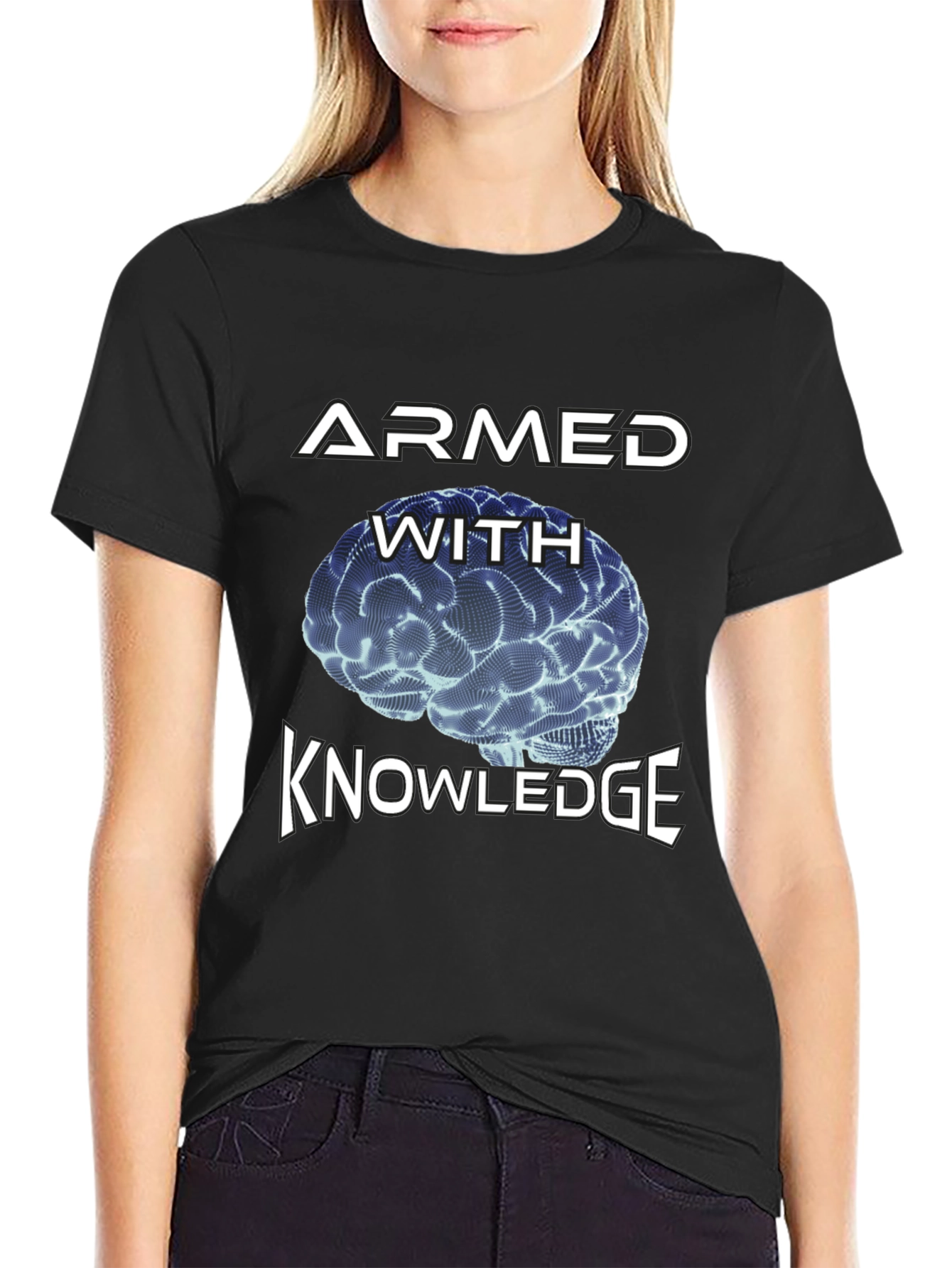 Armed With Knowledge Brain Graphic Tee