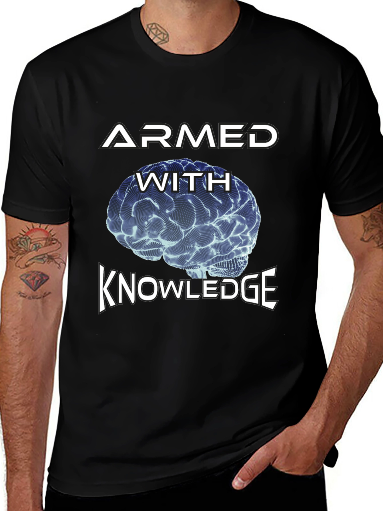 Armed With Knowledge Brain Graphic Tee