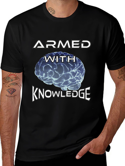 Armed With Knowledge Brain Graphic Tee