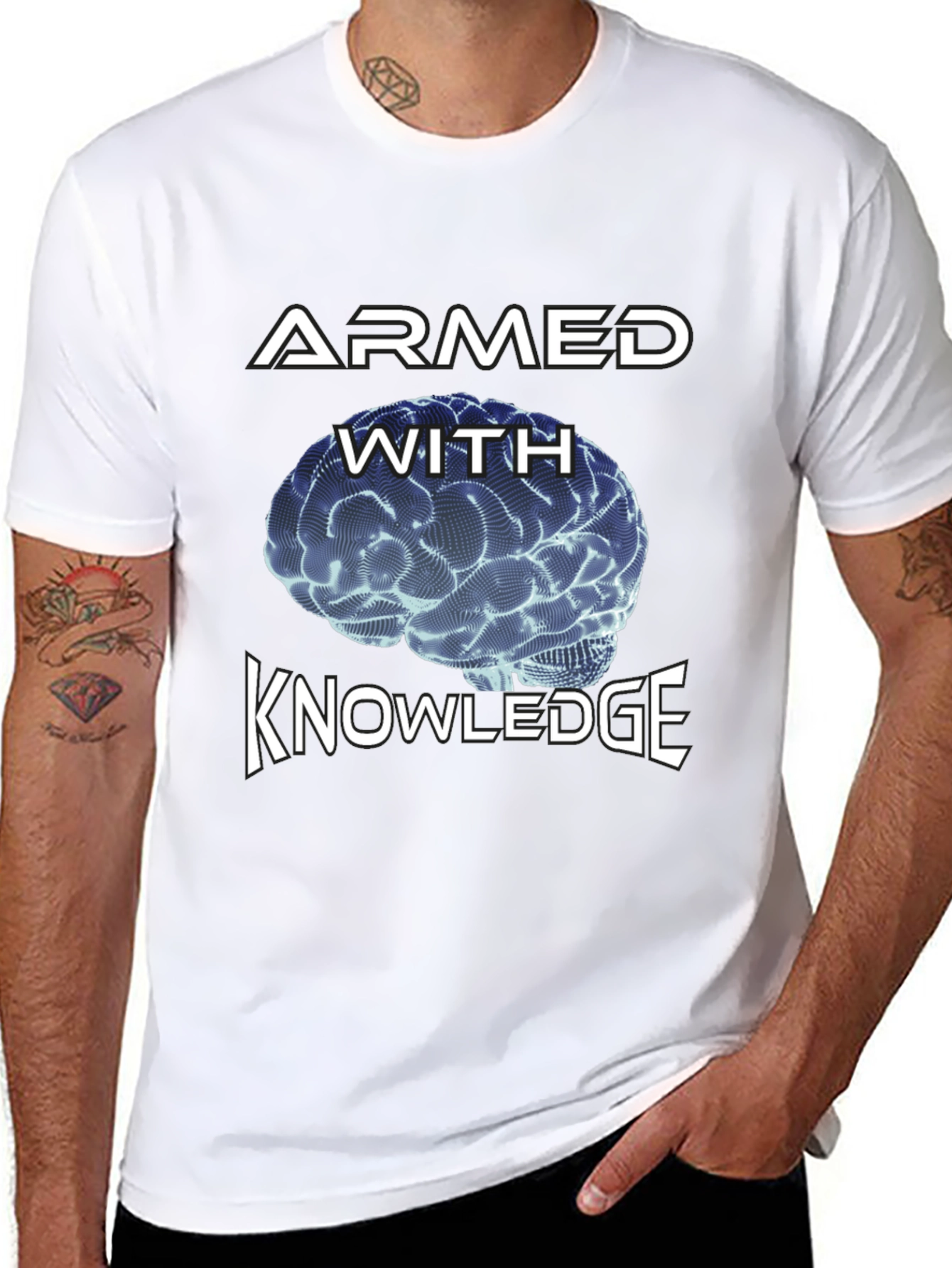 Armed With Knowledge Brain Graphic Tee