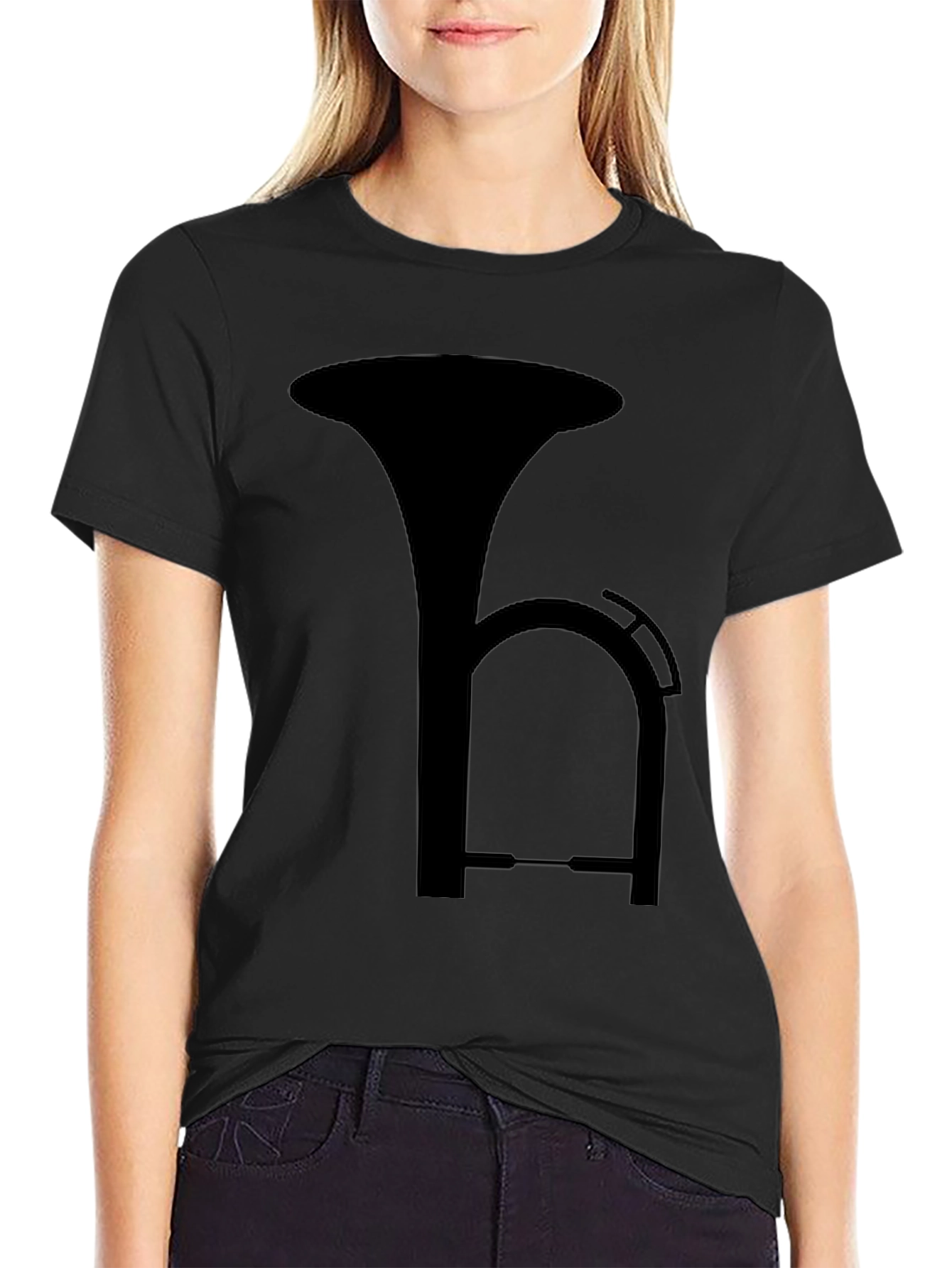 Black T-Shirt with Musical Instrument Design