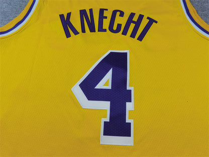 Men's Los Angeles Lakers Dalton Knecht #4 Gold Swingman Jerseys - Icon Edition