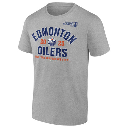 Men's Edmonton Oilers Heather Gray 2025 Stanley Cup Playoffs Western Conference Final Contender T-Shirt