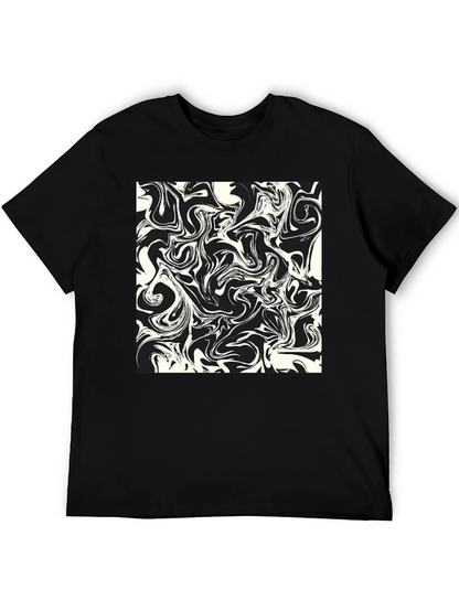 Modern Abstract Swirls Black T-Shirt