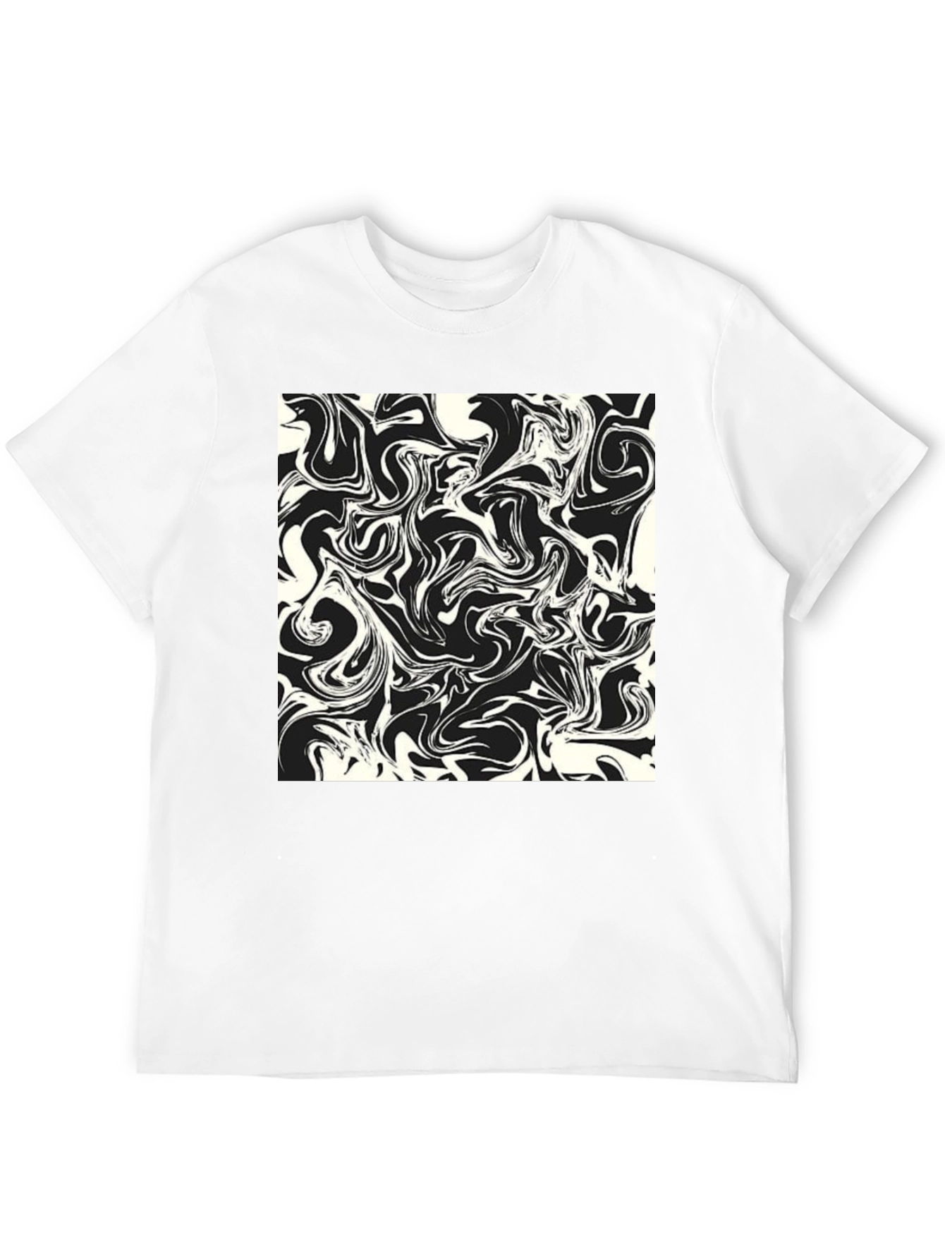 Modern Abstract Swirls Black T-Shirt
