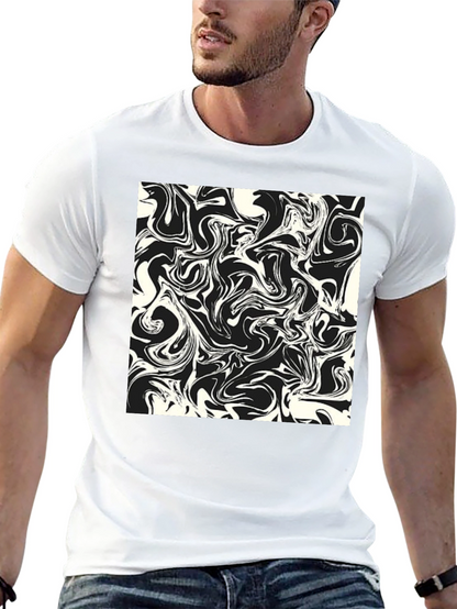 Modern Abstract Swirls Black T-Shirt