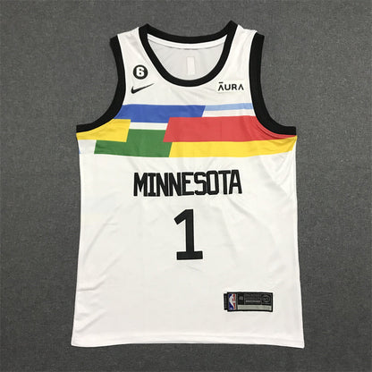 Men's Minnesota Timberwolves Anthony Edwards #1 White Swingman Jerseys - City Edition
