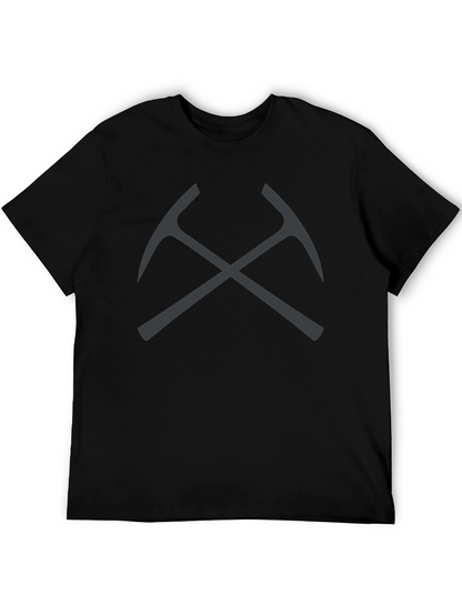 Crossed Pickaxes Graphic Tee - Black Cotton T-Shirt