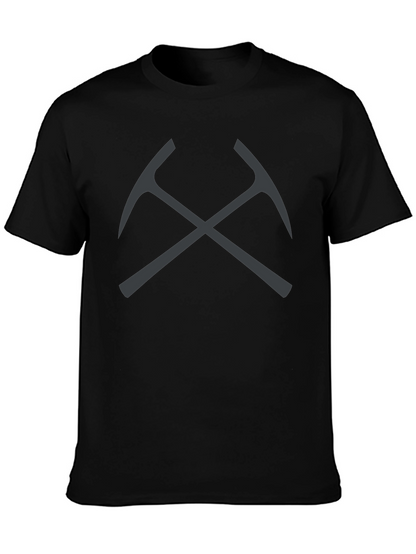 Crossed Pickaxes Graphic Tee - Black Cotton T-Shirt
