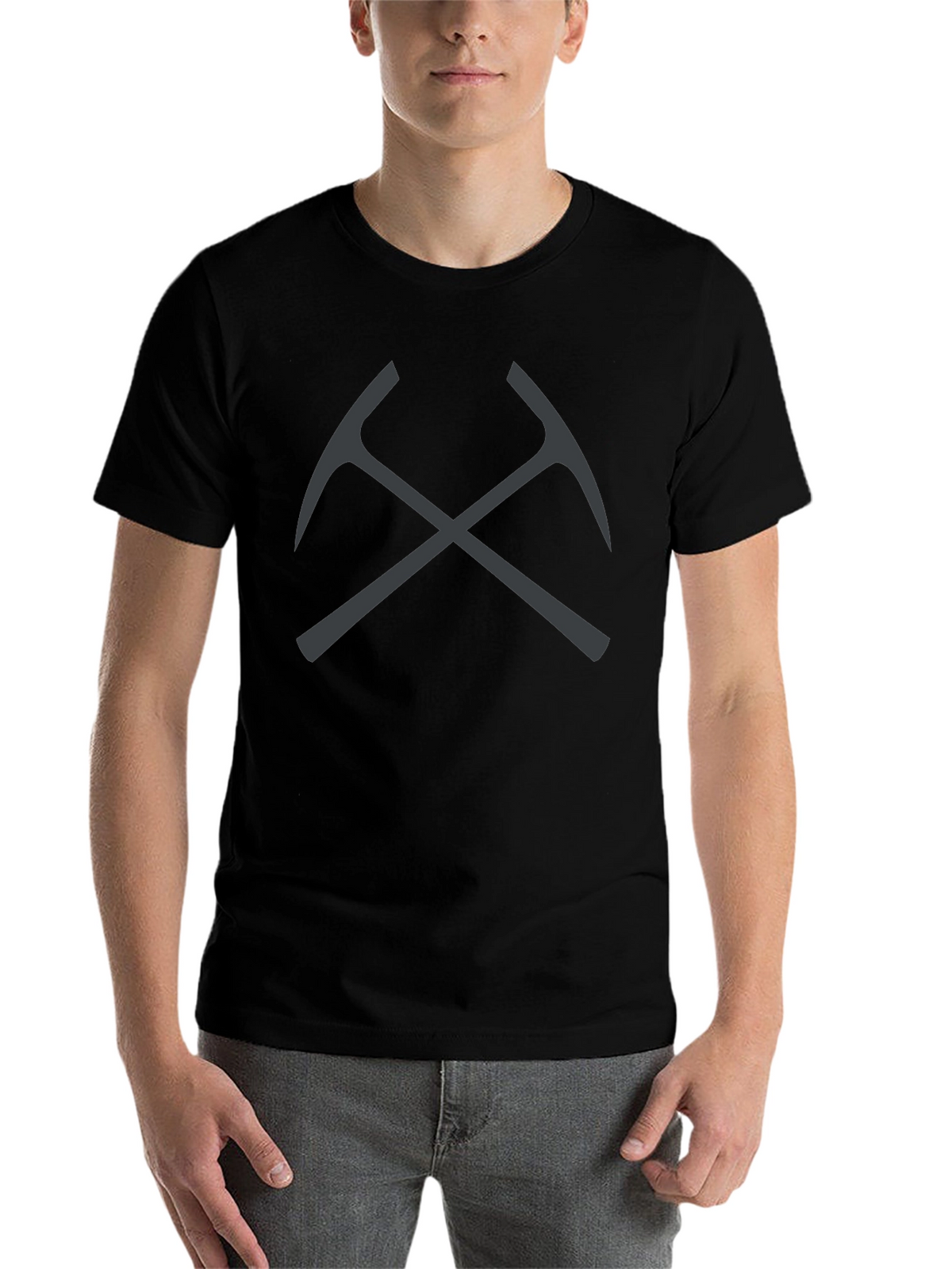 Crossed Pickaxes Graphic Tee - Black Cotton T-Shirt