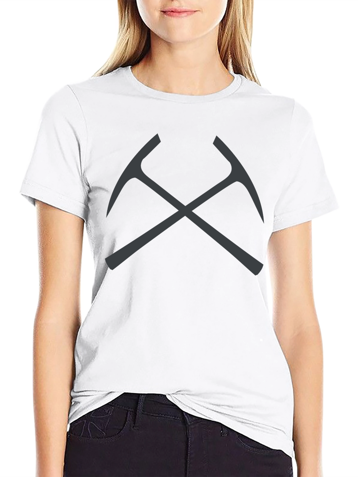 Crossed Pickaxes Graphic Tee - Black Cotton T-Shirt