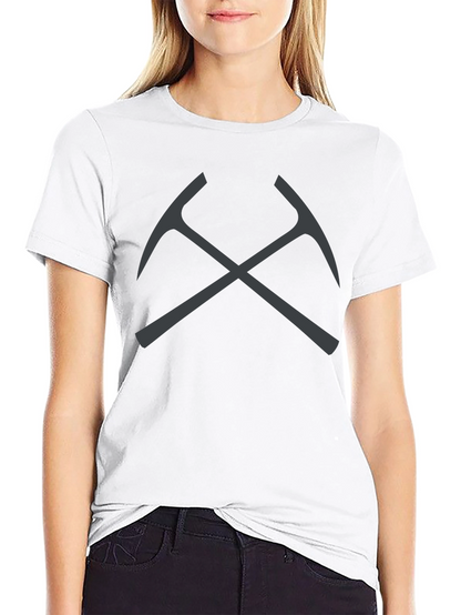 Crossed Pickaxes Graphic Tee - Black Cotton T-Shirt