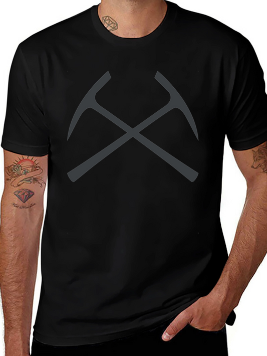 Crossed Pickaxes Graphic Tee - Black Cotton T-Shirt