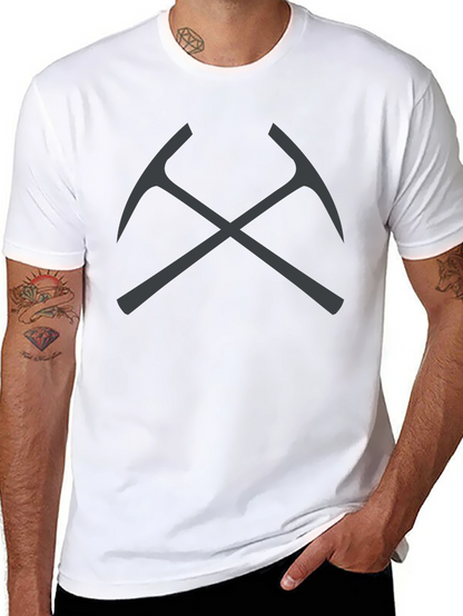 Crossed Pickaxes Graphic Tee - Black Cotton T-Shirt