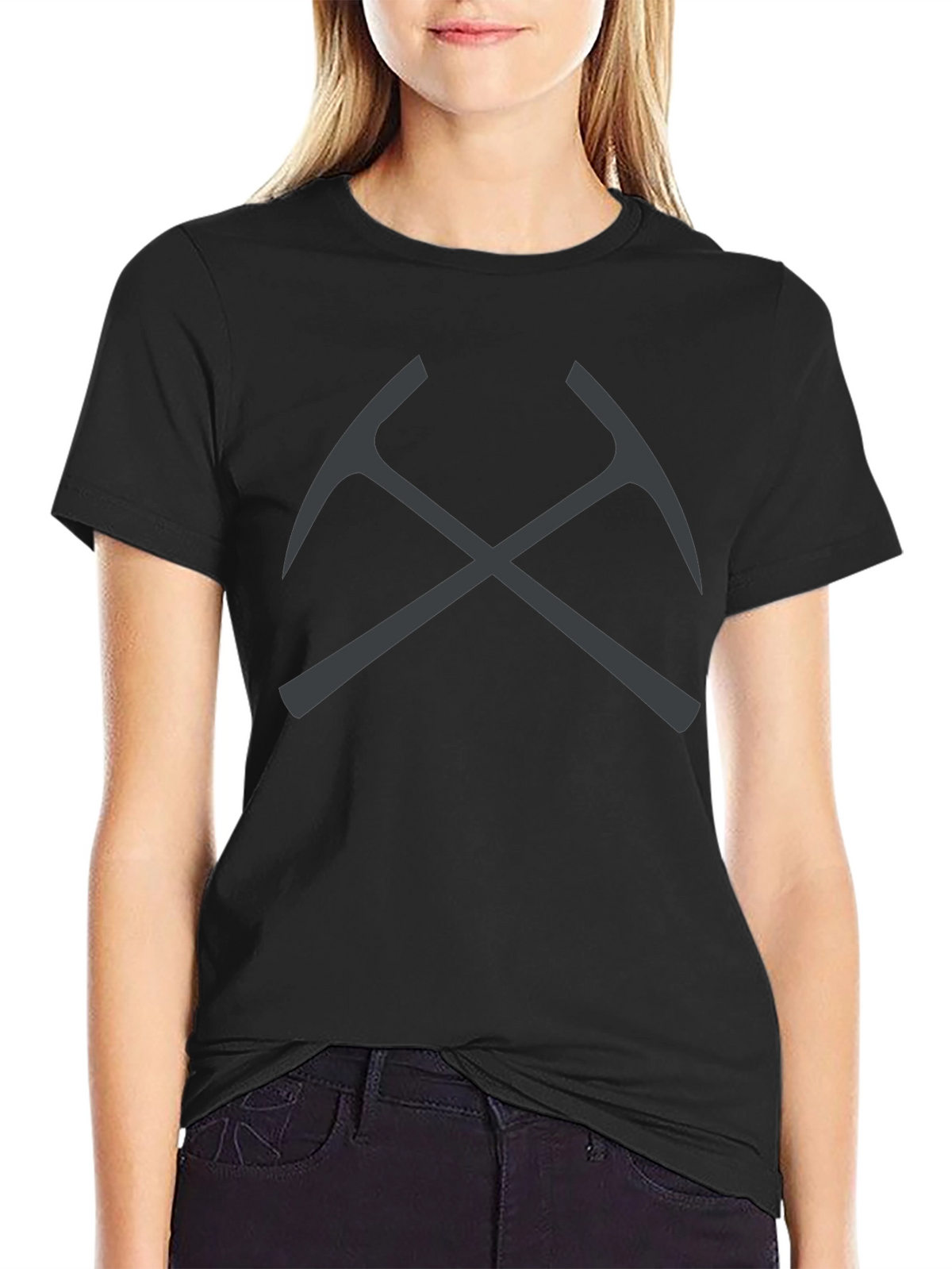 Crossed Pickaxes Graphic Tee - Black Cotton T-Shirt