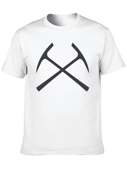 Crossed Pickaxes Graphic Tee - Black Cotton T-Shirt