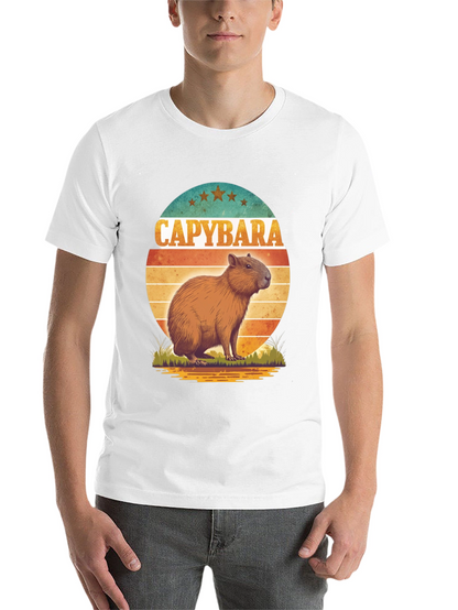 Capybara Retro Sunset Graphic Tee