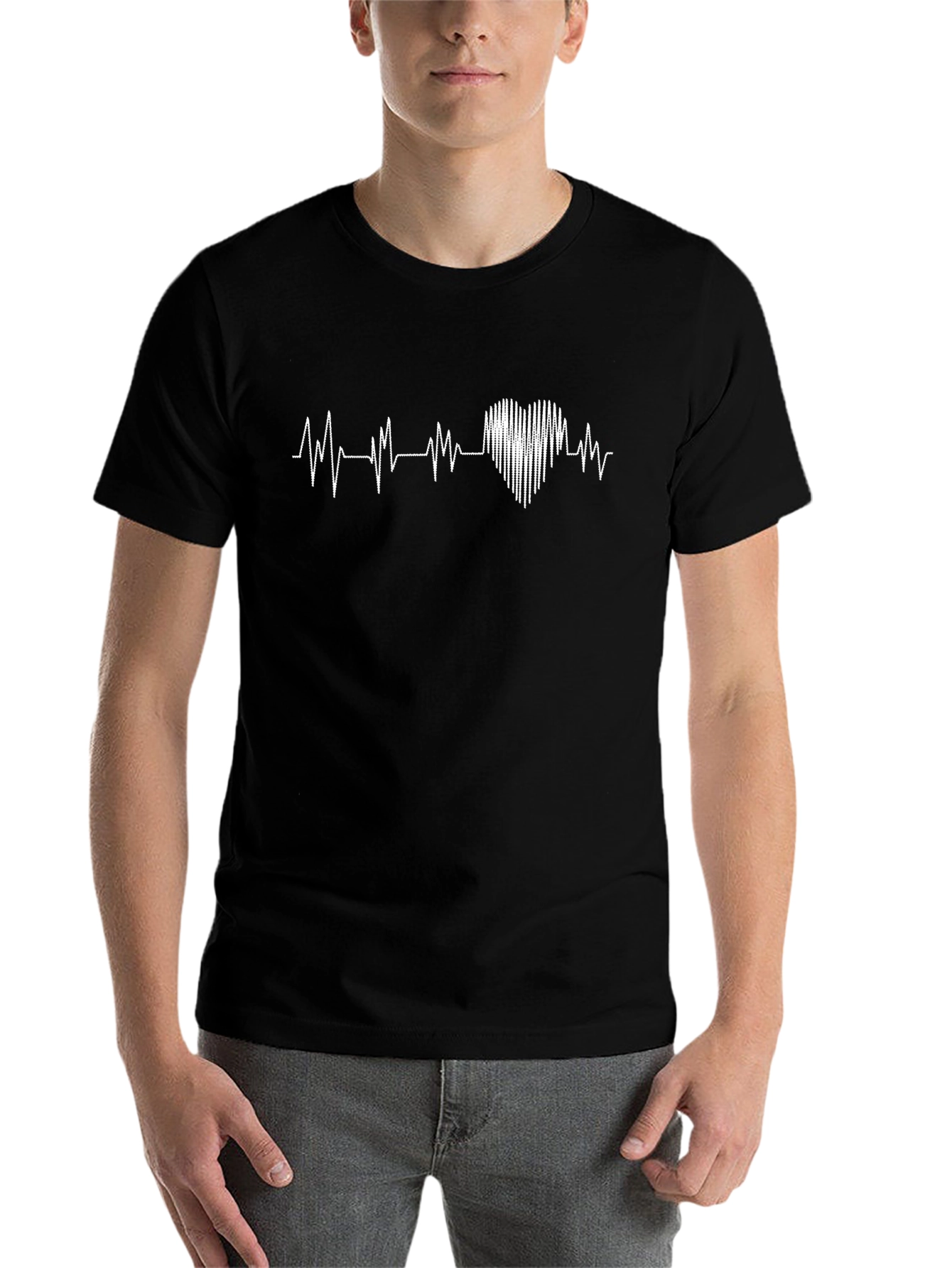 Heartbeat Graphic Tee - Mens Black T-Shirt