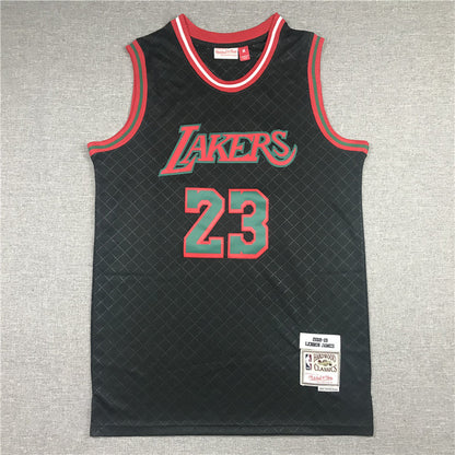 Men's Los Angeles Lakers LeBron James #23 Black Hardwood Classics Player Jerseys
