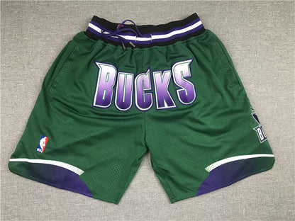 Men's Milwaukee Bucks Basketball Shorts1 With pocket Vintage Green