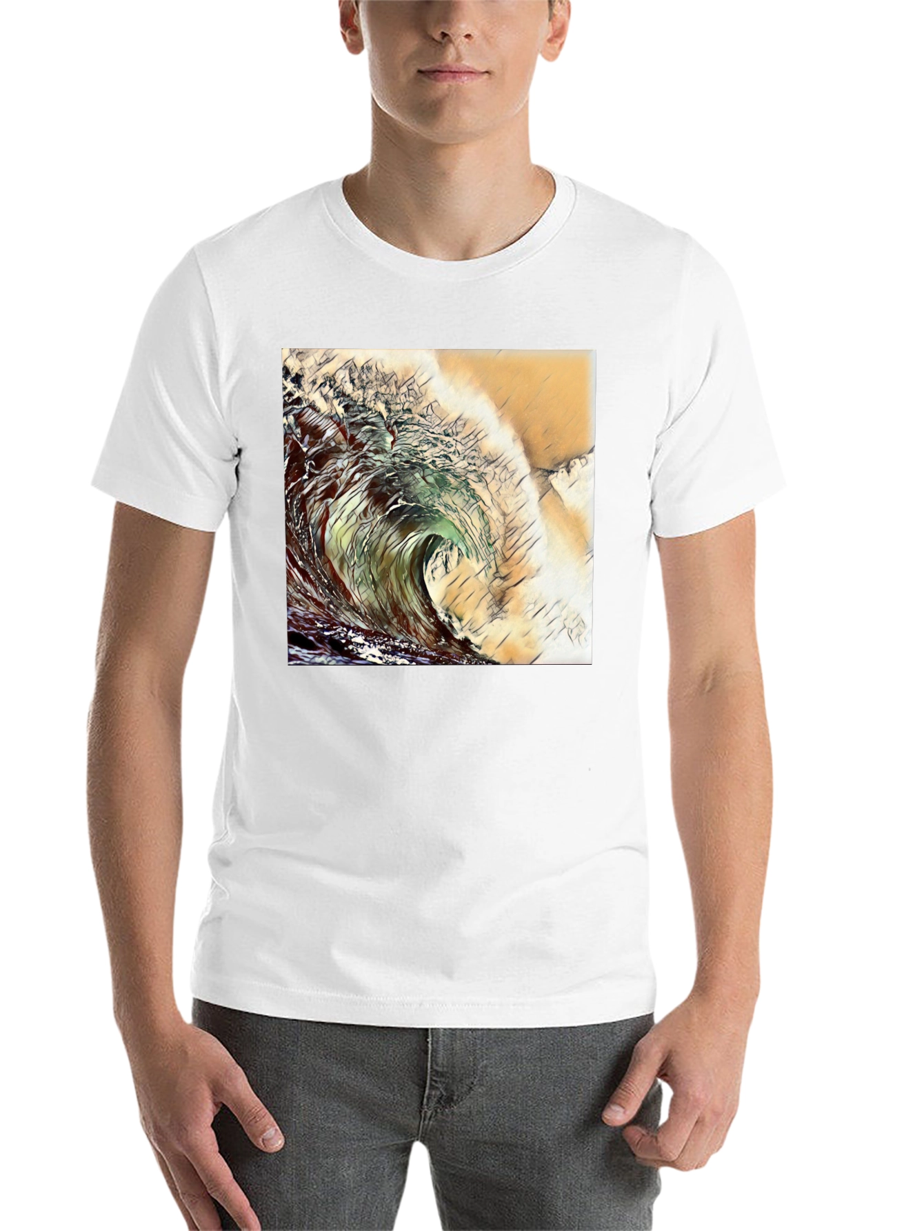 Wave Design Black T-Shirt